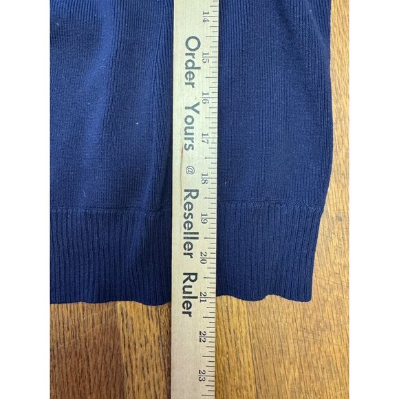 Moth Sweater Anthropolgie S Navy Knit Cardigan  Notched Collar Stretch - Picture 7 of 7